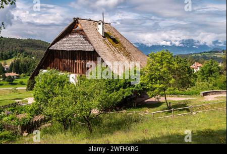 Der alte Maso Plattner (typisch Tiroler Bauernhof), Standort des Bienenmuseums, Costalovara, Gemeinde Ritten, Südtirol. Trentino Südtirol, Norden Stockfoto