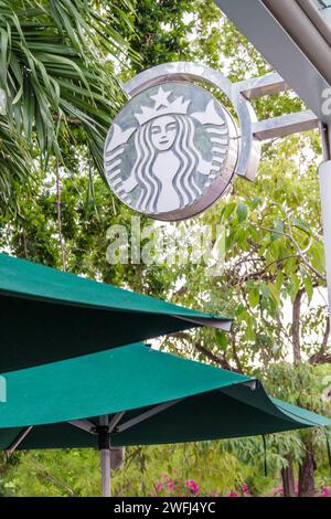 Merida Mexico, Zona Paseo Montejo Centro, Starbucks Café, Schild Logo, mexikanische Hispanic Latino, Spanisch sprechende Sprache, Yucatan Halbinsel, Land Stockfoto