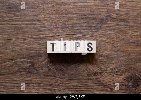 Tipps - Wortkonzept auf Bausteinen, Text Stockfoto