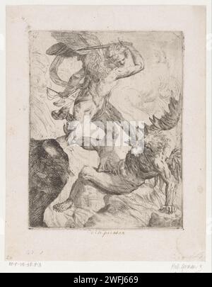 Erzengel Michaël im Kampf mit dem Teufel, Giovanni Pietro Possenti, 1628 - 1659 Druck Italien Papier Raditing the Erzengel Michael Fighting the Drache (Teufel, Satan) Stockfoto