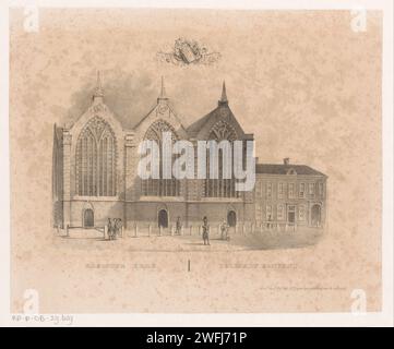 Kloosterkerk in den Haag, Unbekannt, H.F. Soeterik (abgelehnte Attribution), 1830 - 1846 drucken Ansicht der Klosterkirche am langen Voorhout. Die Leute laufen auf der Straße. Die Haager Papierkirche (außen) Klosterkirche Stockfoto