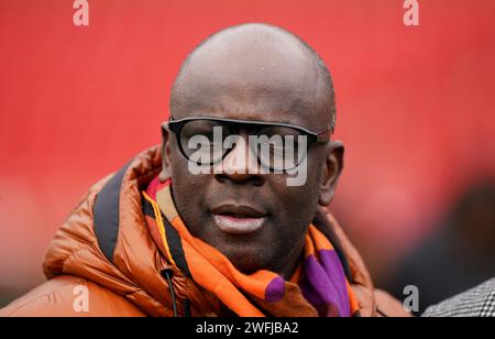 Lilian Thuram während der Racial and Gender Equity in European Football Conference im City Ground, Nottingham. Die Konferenz, die sich mit dem Thema Rassismus und Geschlechterungleichheit im europäischen Fußball befassen soll, wird von Waldbesitzer Evangelos Marinakis unterstützt. Bilddatum: Mittwoch, 31. Januar 2024. Stockfoto