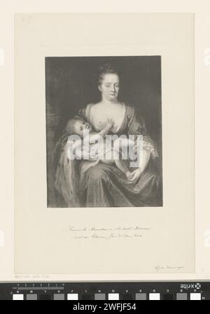 Porträt von Henriëtte Amalia van Anhalt-Dessau und Henriëtte Casimira, Gräfin von Nassau-Dietz, 1850-1949 fotomechanischer Druck niederländisches Papier Kollotypie Stockfoto