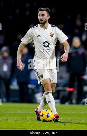 Salerno, Italien. Januar 2024. Bryan Cristante von AS Roma während des Spiels der Serie A zwischen US Salernitana und AS Roma im Stadio Arechi am 29. Januar 2024 in Salerno, Italien. Quelle: Giuseppe Maffia/Alamy Live News Stockfoto