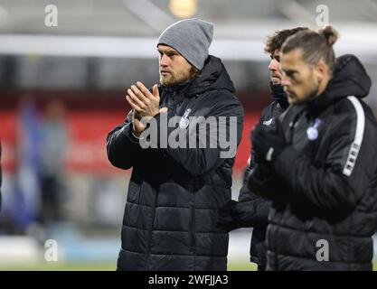 München, Deutschland. Januar 2024. firo: 20.01.2024, Fußball, 3. Liga, 3. Bundesliga, Saison 2023/2024, 21. Spieltag, TSV München 1860 - MSV Duisburg, MSV Duisburg, MSV Duisburg, Duisburg, Halbzahl, Enttäuschung, Kredit: dpa/Alamy Live News Stockfoto