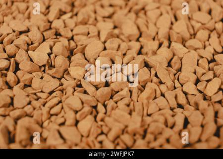 Hintergrund gefriergetrockneter Instantkaffee-Makroaufnahmen. Stockfoto