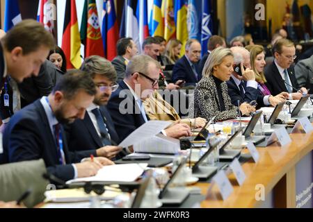 Brüssel, Belgien Januar 31, 2024. Ludivine Dedonder, Verteidigungsministerin vor dem Familienfoto während des informellen Treffens der EU-Verteidigungsminister am 31. Januar 2024 in Brüssel, Belgien. Quelle: ALEXANDROS MICHAILIDIS/Alamy Live News Stockfoto