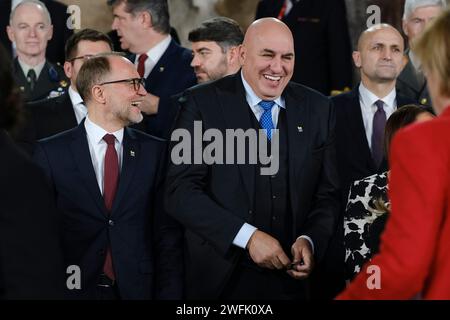 Brüssel, Belgien Januar 31, 2024. Guido Crosetto, Verteidigungsminister vor dem Familienfoto während des informellen Treffens der EU-Verteidigungsminister am 31. Januar 2024 in Brüssel, Belgien. Quelle: ALEXANDROS MICHAILIDIS/Alamy Live News Stockfoto