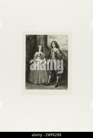 Porträt von Willem II., Prinz von Orange, und Maria Henrietta Stuart, William Unger, nach Anthony Van Dyck, 1847–1932 Druckgraphiker: GermanyVerlag: Amsterdam Paper. Gravur/Ätzen/Trockenpunkt Stockfoto