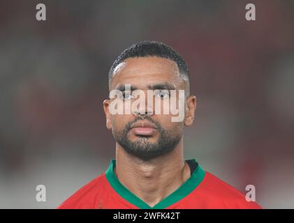 Januar 30 2024: Youssef EN-Nesyri (Marokko) // bei einem Achtelfinale des Afrikanischen Cup of Nations, Marokko gegen Südafrika, in Stade Laurent Pokou, San Pedro, Elfenbeinküste. Kim Preis/CSM Stockfoto