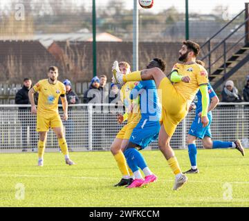 Basford FC war Gastgeber von Warrington Rylands in der NPL Premier League 2024 Stockfoto