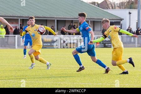 Basford FC war Gastgeber von Warrington Rylands in der NPL Premier League 2024 Stockfoto