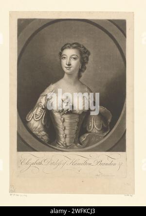 Porträt von Elizabeth Gunning, Herzogin Van Hamilton, Richard Houston, nach Francis Cotes, 1745 - 1775 Druckpapier historische Personen Stockfoto