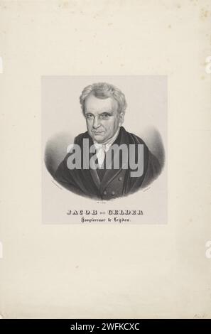 Porträt von Professor Jacob de Gelder, Pieter Barbiers (IV), nach Cornelis Hendrik van Amerom, 1808–1848 Druck unter dem Namen und Beruf der dargestellten Person. Druckerei: Netherlandsnach Entwurf: Netherlandsprinter: Amsterdam Paper Historical Persons. Professor Stockfoto