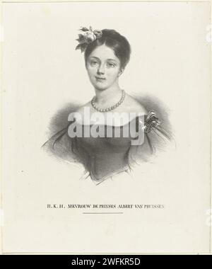 Porträt von Marianne, Prinzessin der Niederlande, Anonym, 1830 - 1871 gedrucktes Porträt von Marianne. Am unteren Rand ihres Namens und ihres Titels. Niederlande Papier Stockfoto