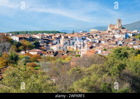 Panoramablick auf das Dorf Hervas in Caceres, Spanien. Stockfoto