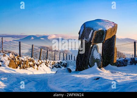 Legananny Dolmen in the Snow, County Down, Nordirland Stockfoto