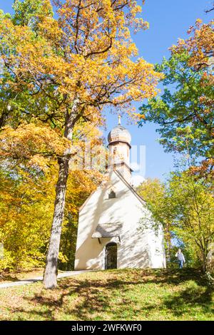 Ettal: Kapelle St. Anna im Schloss Linderhof, Herbstfarben in Oberbayern, Garmisch-Partenkirchen, Oberbayern, Bayern, Bayern, Deutschland Stockfoto