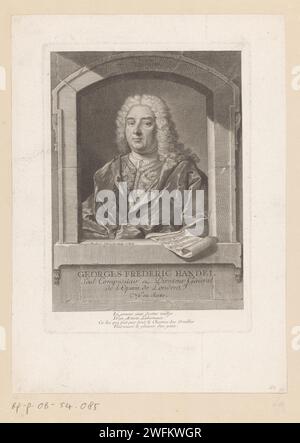 PortraT van Georg Friedrich Händel, Georg Friedrich Schmidt, 1722 - 1775 Druck Paris Papierstich / Ätzen historischer Personen. Porträt des Komponisten Stockfoto