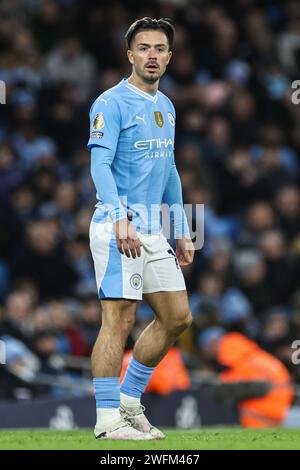 Manchester, Großbritannien. Januar 31, 2024. Jack Grealish von Manchester City während des Premier League-Spiels Manchester City gegen Burnley im Etihad Stadium, Manchester, Vereinigtes Königreich, 31. Januar 2024 (Foto: Mark Cosgrove/News Images) in Manchester, Vereinigtes Königreich am 31. Januar 2024. (Foto: Mark Cosgrove/News Images/SIPA USA) Credit: SIPA USA/Alamy Live News Stockfoto