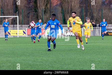 Basford United FC war Gastgeber von Warrington Rylands in der NPL Premier League 2024 Stockfoto