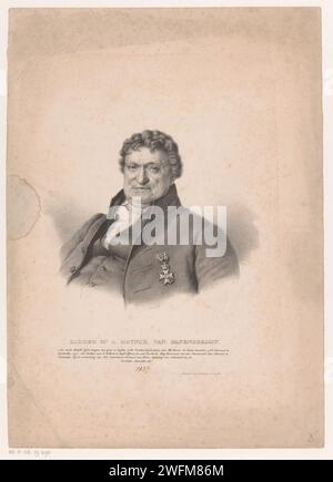 Porträt von Anthony Hoynck van Papendrecht, Anonym, nach Cornelis Cels, 1809–1853 Druck unter dem Porträt die biographischen Daten der porträtierten Person. Leiden Paper Historical Persons Stockfoto