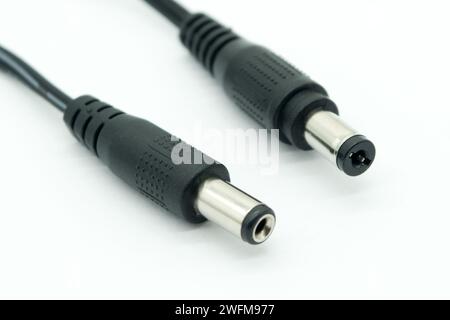 DC 12 V, Kabel, Nahansicht. Stockfoto