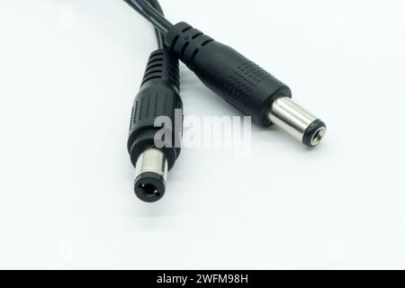 DC 12 V, Kabel, Nahansicht. Stockfoto