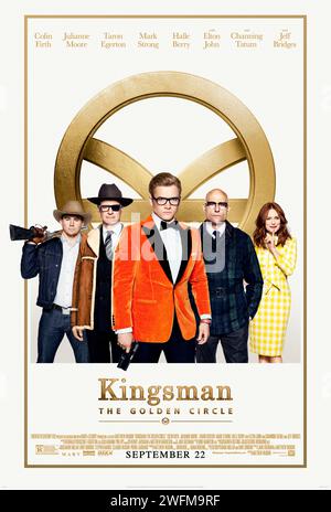 Kingsman: The Golden Circle (2017) von Matthew Vaughn mit Taron Egerton, Colin Firth und Mark Strong. Nachdem das Hauptquartier des Königs zerstört und die Welt als Geisel gehalten wurde, wird eine alliierte Spionageorganisation in den Vereinigten Staaten entdeckt. Diese beiden Elitegeheimdienste müssen sich zusammenschließen, um einen gemeinsamen Feind zu besiegen. Foto eines Original-Posters aus dem Jahr 2017 (US-1-Blatt). ***NUR REDAKTIONELLE VERWENDUNG*** Credit: BFA / Twentieth Century Fox Stockfoto