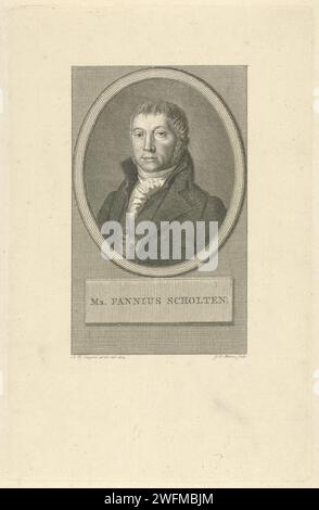 Portret van Cornelis Anthony Fannius Scholten, Jacob Ernst Mark, nach Hendrik Willem Caspari, 1814–1817 Druck Porträt des Rechtsanwalts und Staatsmannes Cornelis Anthony Fannius Scholten. Amsterdamer Papierätzung/Gravur Stockfoto