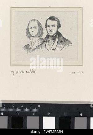 Doppelporträt von Jean Baptiste van Eijcken und Julie Anne Marie Noël van Eijcken, Anonym, 1841 - 1842 Druckpapier historische Personen - BB - Frau. Historische Personen. Porträt, Selbstporträt des Zeichners. Porträt, Selbstporträt des Malers. Porträt, Selbstporträt des Künstlers Stockfoto