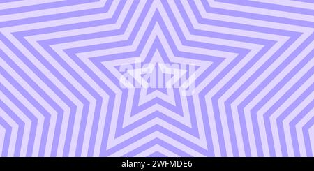 Hintergrund mit violetten konzentrischen Sternen. Trendiges y2k-Muster in Pastellfarben. Grooviges psychedelisches Tapetendesign. Ästhetisches Plakat mit hypnotischer psychedelischer Wirkung. Illustration der Vektorabwicklung. Stock Vektor