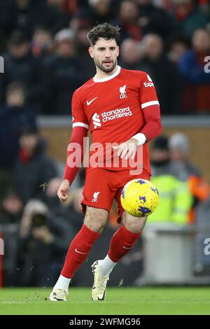 Liverpool, Großbritannien. Januar 31, 2024. Dominik Szoboszlai aus Liverpool. Premier League Spiel Liverpool gegen Chelsea am Mittwoch, den 31. Januar 2024, in Liverpool in Anfield. Dieses Bild darf nur für redaktionelle Zwecke verwendet werden. Nur redaktionelle Verwendung. bild von Chris Stading/Andrew Orchard Sportfotografie/Alamy Live News Credit: Andrew Orchard Sportfotografie/Alamy Live News Stockfoto