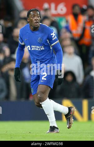 Liverpool, Großbritannien. Januar 31, 2024. Axel Disasi aus Chelsea. Premier League Spiel Liverpool gegen Chelsea am Mittwoch, den 31. Januar 2024, in Liverpool in Anfield. Dieses Bild darf nur für redaktionelle Zwecke verwendet werden. Nur redaktionelle Verwendung. bild von Chris Stading/Andrew Orchard Sportfotografie/Alamy Live News Credit: Andrew Orchard Sportfotografie/Alamy Live News Stockfoto