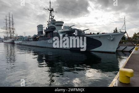 Das museumsschiff ORP Błyskawica ist ein Zerstörer, der während des Zweiten Weltkriegs in der polnischen Marine diente Stockfoto