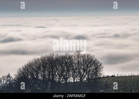 La Rochette - Vue hivernale de la vallée de la Vézère Stockfoto