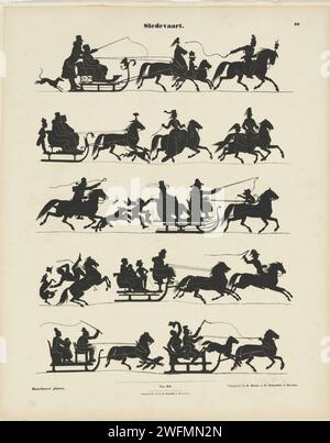Sledevaart, Anton Muttension, 1843 - ca. 1920 Print Blatt mit 5 horizontalen Reihen mit Silhouetten von Pferden, die von Pferden für ein Schattenspiel gezogen wurden. In der Mitte nummeriert: NRO. 68. Rechts oben nummeriert: 68. Hersteller: DeutschlandVerlag: München Drucker: München Papier Buchdruck Magie, Supernaturalismus, Okkultismus. Violine, Geige Stockfoto