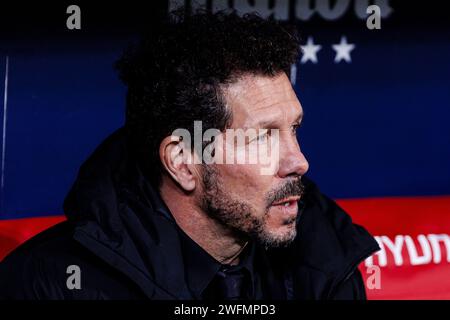 Madrid, Spanien. Januar 31, 2024. Madrid, Spanien Diego Pablo Simeone Head Coach von Atletico de Madrid während des Fußballspiels La Liga zwischen Atletico Madrid und Rayo Vallecano im Metropolitan Stadium in Madrid, Spanien. (Foto von Maria de Gracia Jimenez/SPP) (Fotograf/SPP) Credit: SPP Sport Press Photo. /Alamy Live News Stockfoto