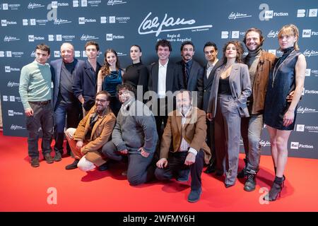 31. Januar 2024, Rom, Italien: Besetzung nimmt am roten Teppich der Premiere des Films „Califano“ im Space Cinema Moderno in Rom Teil (Credit Image: © Matteo Nardone/Pacific Press via ZUMA Press Wire). Nicht für kommerzielle ZWECKE! Stockfoto