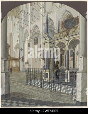 Graftombe von Willem I., Prinz von Orange, 1623, Anonym, 1700–1799 Zeichnung Graftombe oder Praalgraf aus Willem I. in der Nieuwe Kerk in Delft, fertiggestellt 1623. Papier für niedrige Länder. Gouache (Farbe) Grabbau, monumentales Grab. Innenraum der Kirche neue Kirche Stockfoto