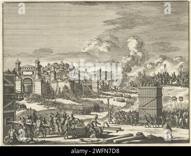 Jerusalem Belagerung durch Titus (Variante B), Jan Luyken, 1669 - 1712 Druck Amsterdam Papier Radiking in Stadt oder Festung  Belagerung Jerusalem Stockfoto