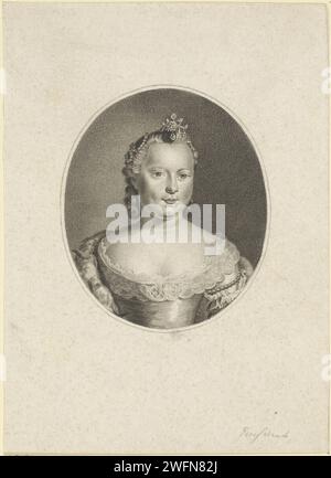 Porträt von Carolina, Prinzessin von Oranje-Nassau, Willem van Senus, nach Hendrik Pothoven, 1787–1834 Druck Porträt von Carolina in einem Oval. Nordholland Papiergravur/Ätzung Stockfoto