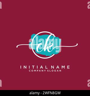 CK Initial Handschriftenlogo mit Kreis Stock Vektor