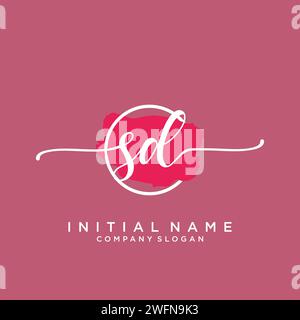 SD Initial Handschriftenlogo mit Kreis Stock Vektor