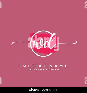 WD Initial Handschriftenlogo mit Kreis Stock Vektor