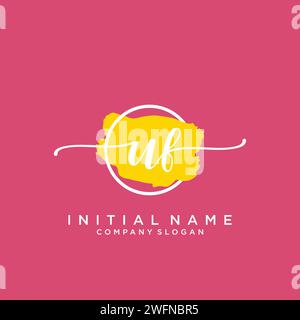 UF erstes handschriftliches Logo mit Kreis Stock Vektor