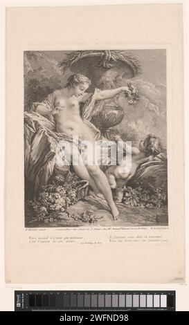 In Amor, Pierre Alexandre Aveline, nach Francois Boucher, 1712–1760 Druckgraphiker: Franziskus: Parispublisher: Paris Papiergravur Venus kümmert sich um Cupid. Gartenvase Stockfoto