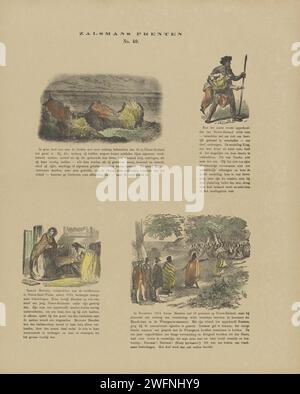 Neuseeland und Neuseeländer, 1869-1882 Print Leaf mit 4 Aufführungen Neuseelands und Neuseelands. Eine Beschriftung unter jedem Bild. In der Mitte nummeriert: Nr. 49. Druckhersteller: Europeprint-Hersteller: Europeprint-Hersteller: Europepublisher: KampenNiederlande Papier Buchdruck australische und ozeanische Rennen Neuseeland Stockfoto