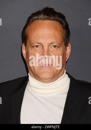 LOS ANGELES, KALIFORNIEN - JANUAR 30: Vince Vaughn nimmt an der 12. Staffel-Premiere von HBO's „Curb Your enthusiasm“ in der Directors Guild of America am Januar Teil Stockfoto