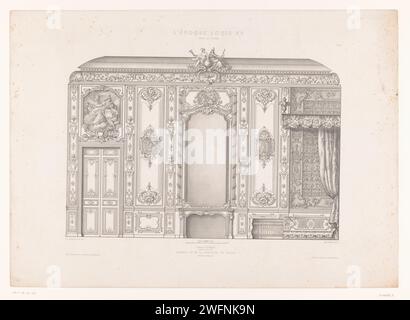 Zauberstab im Zimmer der Prinzessin von Rohan in Hôtel de Soubise, Alphonse Guilletat, nach Germain Boffrand, 1859 Druckerei: Parispublisher: New York (Stadt) Papier Inneneinrichtung  Architektur oder Modell. Dekorationen (Innenausstattung des Hauses) Hotel de Soubise Stockfoto